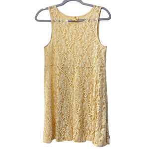 Free People Ivory Lace sheer Shell Mini Dress Size Medium